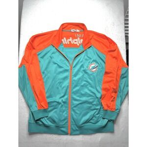 Vintage Miami‎ Dolphins Jacket Mens 4XL Track Full Zip Throwback Y2K Shiny